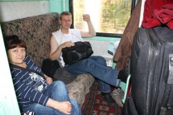 Natasha and Pascal in train to Berlin