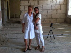 Olga and Vika on building site