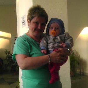 Sasha in the clinic in Kiev with his nurse
